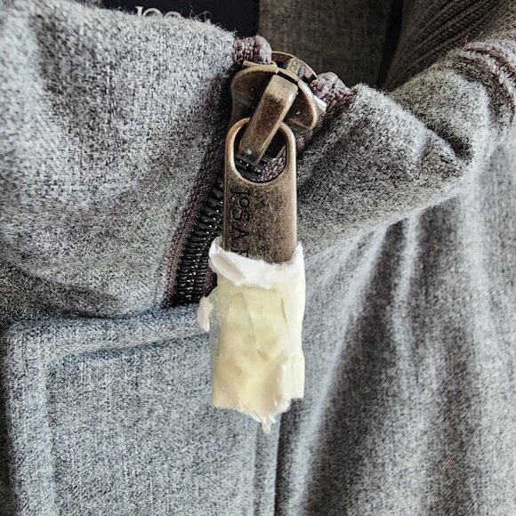 Large Gray Vest Coat Mens Jos A Bank New Tailored Fit Size L Nwt Zip Up Jacket - Picture 6 of 17